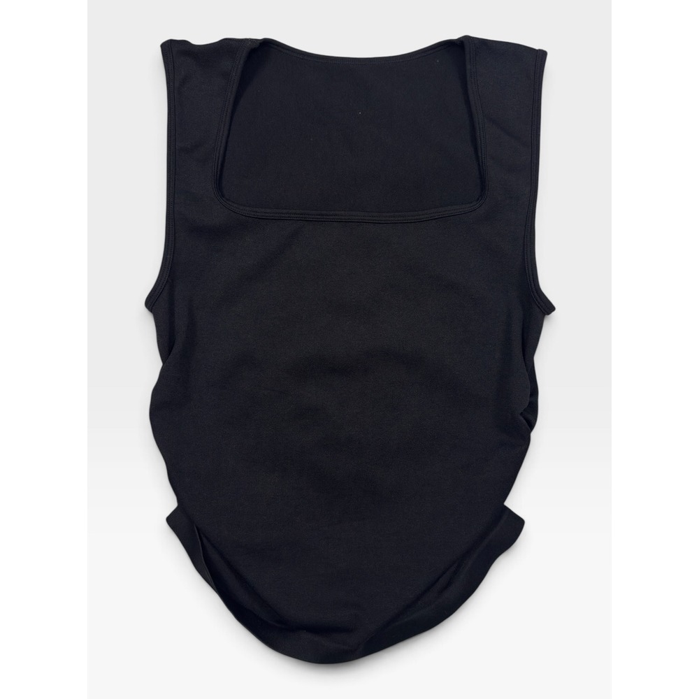 OQQ Square Neck Tank Top | Size M | Black | Seamless Ribbed